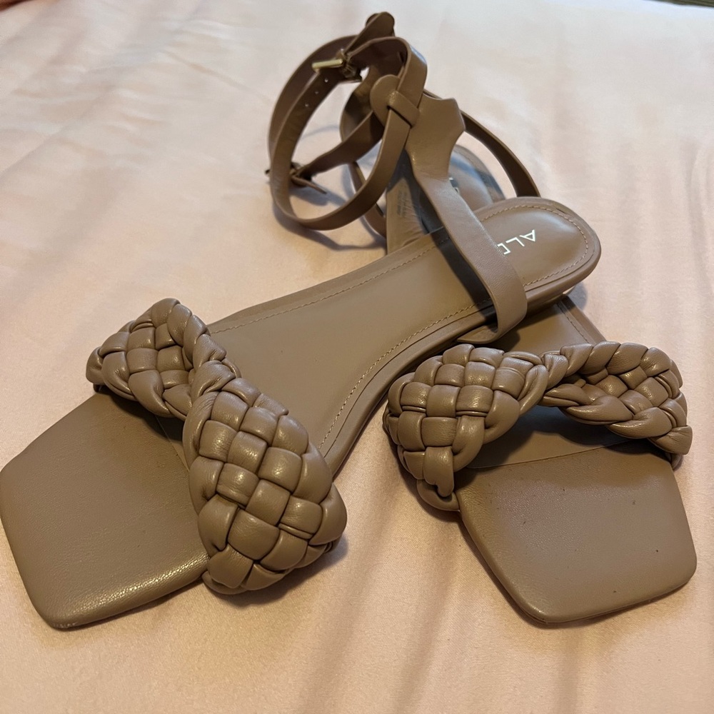 Aldo flats. Size 11. Never worn outside. These are cut wide. Ankle strap with